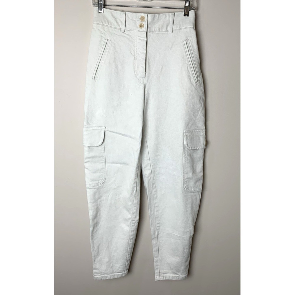 Aritzia Wilfred Free Jean Womens 4 Cream Ivory Barrel Leg Cargo Utility Denim